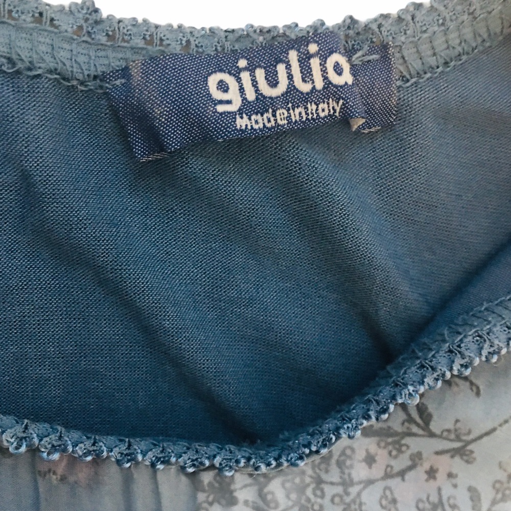 GIULIA 100% Silk Made in Italy Blue Boho Dress L - Picture 10 of 11